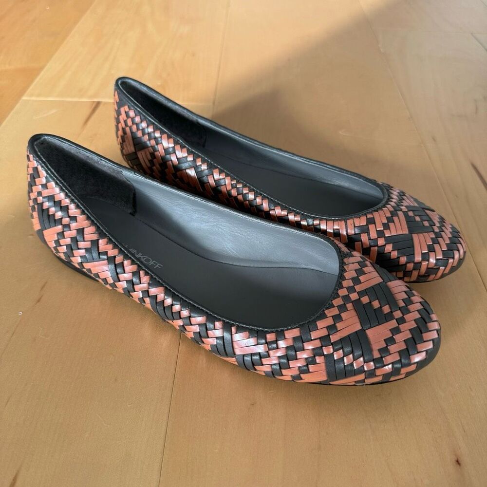 Rebecca Minkoff Woven Leather Flats 7.5 Gray Ballet